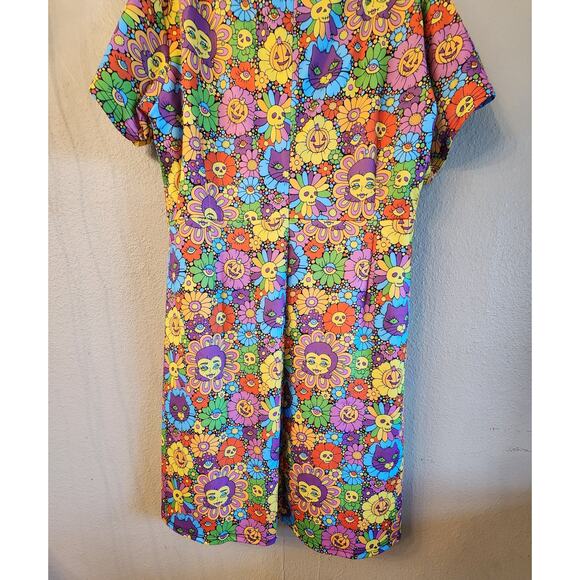 Floral Multicolor Dress with Black Collar - Picture 4 of 12